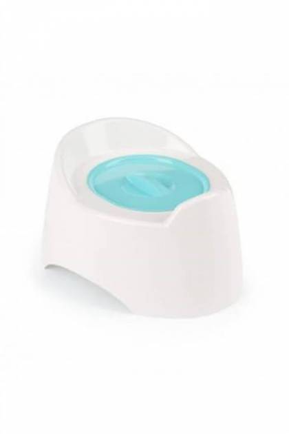 Горшок белый с голубой крышкой