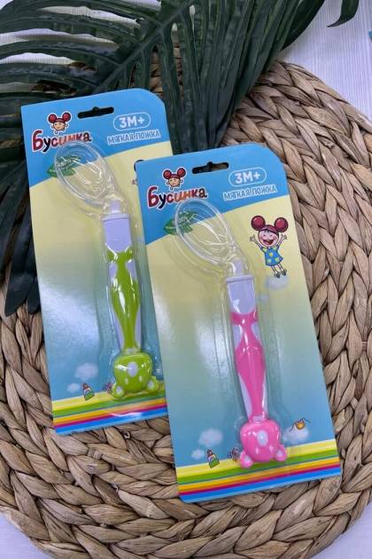 Ложка Силикон Бусинка 3мес+ (Цвет: Розовый)