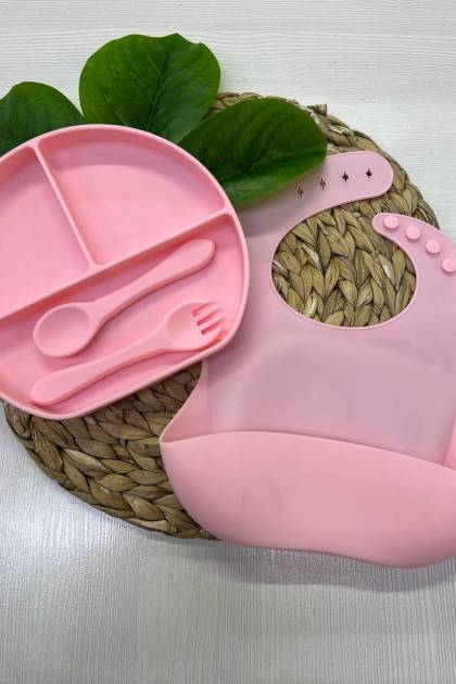 Набор посуды силикон Розовый 4/1