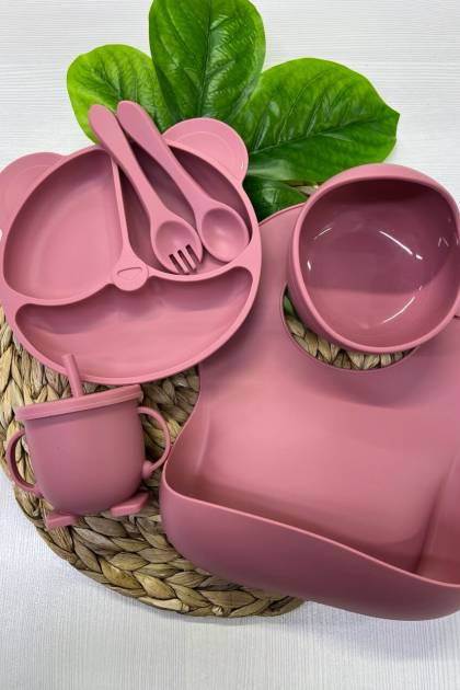 Набор посуды силикон Пыльно-Розовый 6/1