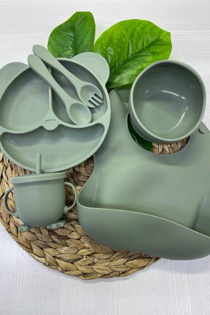 Набор посуды силикон Серо-Зеленый 6/1