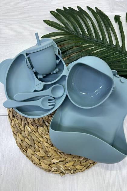 Набор посуды силикон 6/1 серо-голубой