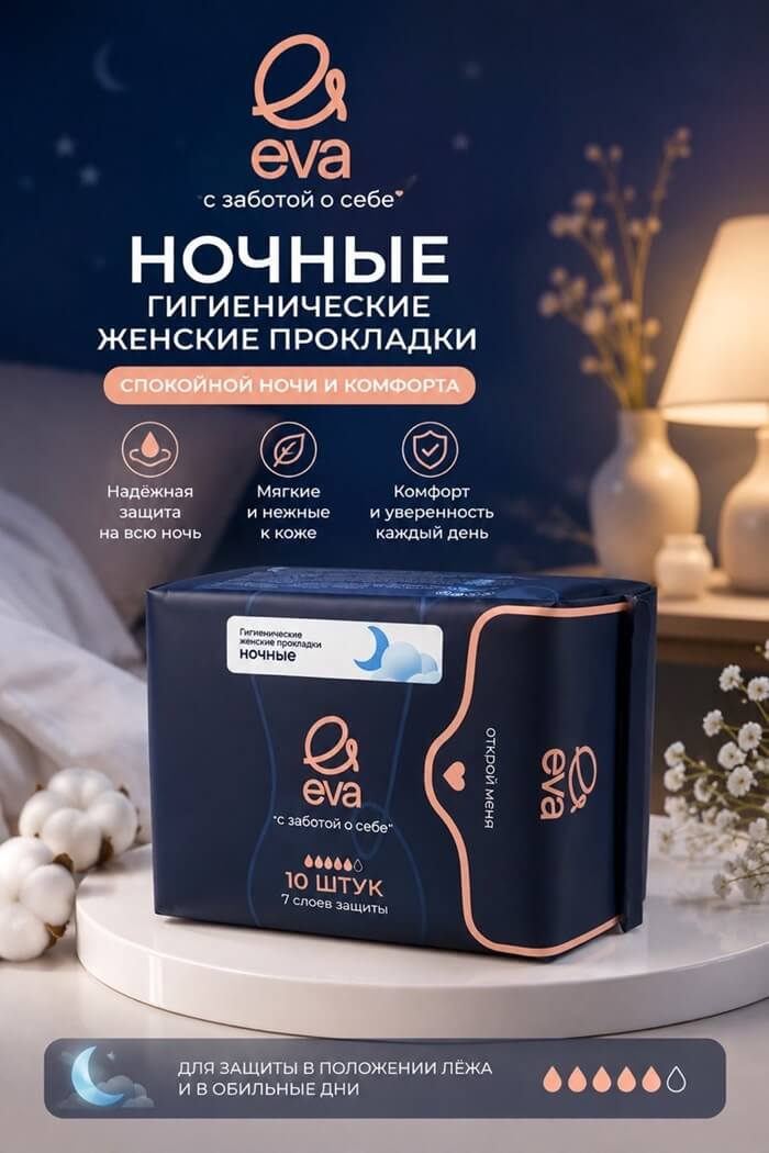 Прокладки ночные Eva 10 шт