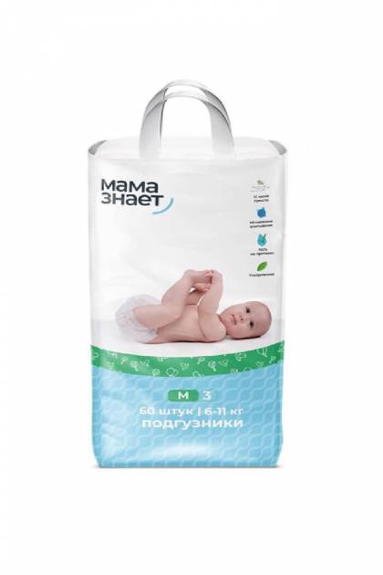 Подгузники Мама знает M-60 шт