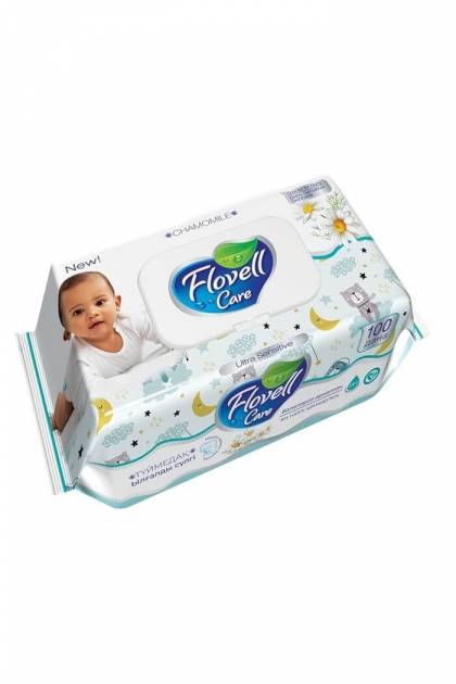 Влажные салфетки Flovell care 100шт (Цвет: Розовый)
