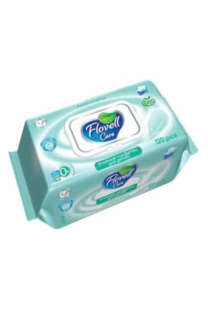 Влажные салфетки Flovell care 120шт антибактериальные (Цвет: Розовый)