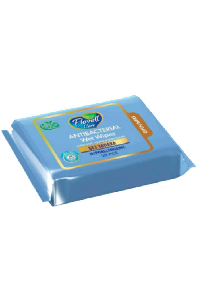 Влажные салфетки Flovell care 20шт (Цвет: Синий)