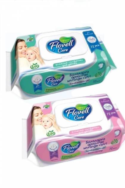 Влажные салфетки Flovell care 72шт (Цвет: Розовый)