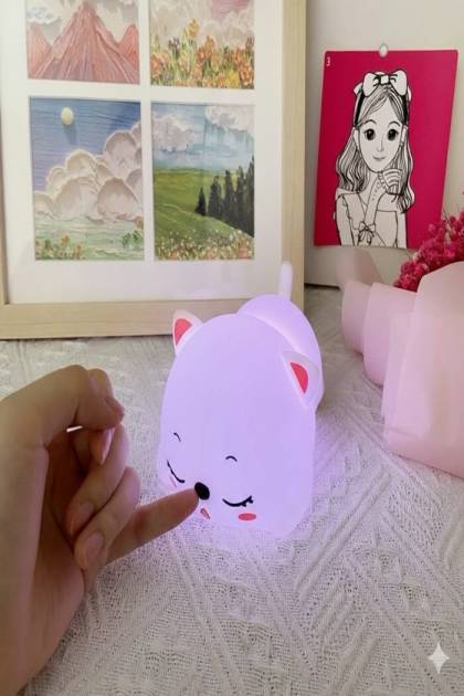 Светильник Силикон Котенок лежит (Меняет цвета)