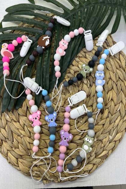 Прищепка для соски Зверята (Цвет: Сиреневый, Рисунок: Куала)