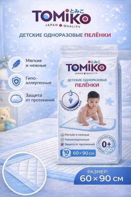 Пеленки одноразовые Томико 60*90 1 шт