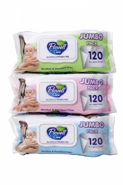 Влажные салфетки Flovell класические 120 шт (Цвет: Розовый)