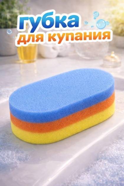 Губка для купания трёхцветная