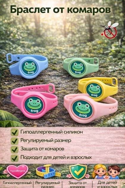 Браслет от комаров Лягушенок (Цвет: Синий)