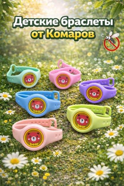 Браслет от комаров Медвежонок (Цвет: Фиолетовый)