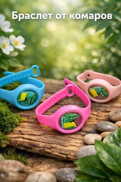 Браслет от комаров Крокодильчик (Цвет: Розовый)