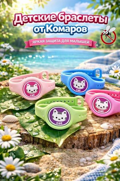 Браслет от комаров Котёнок (Цвет: Синий)