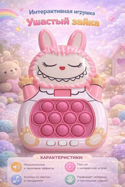 Поп игрушка Лабубу розовый