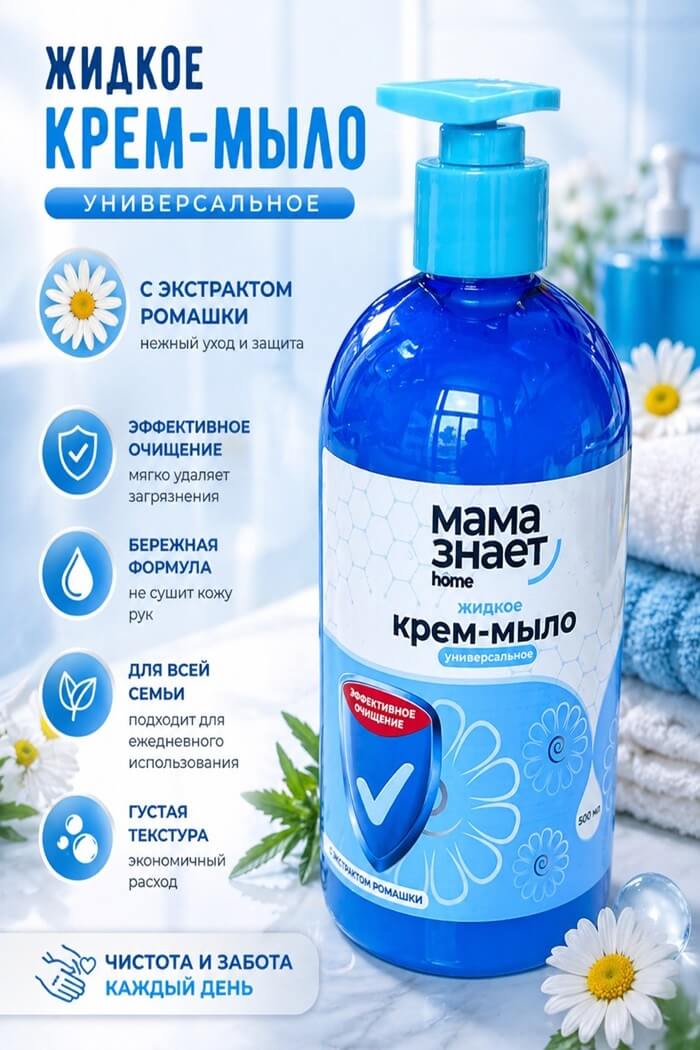 Крем-мыло жидкое с ромашкой  Мама знает