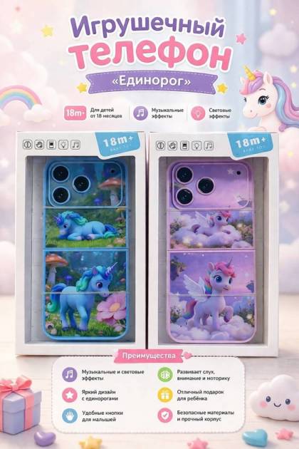 Игрушка Сотовый телефон Единорожка (Цвет: Розовый)