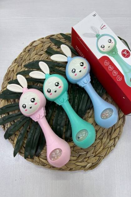 Погремушка-грызунок Зайка с шариками Музыкальный (Цвет: Розовый)