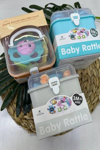 Микс погремушек в пластиковом боксе маленький (Цвет: Серый)