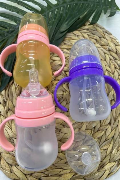 Бутылочки для силикон антиколиковая кормления 150мл (Цвет: Фиолетовый, Рисунок: Прозрачный)