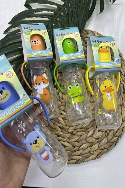 Бутылочка для кормления с ручками Бусинка 3мес+ 250мл (Цвет: Синий)