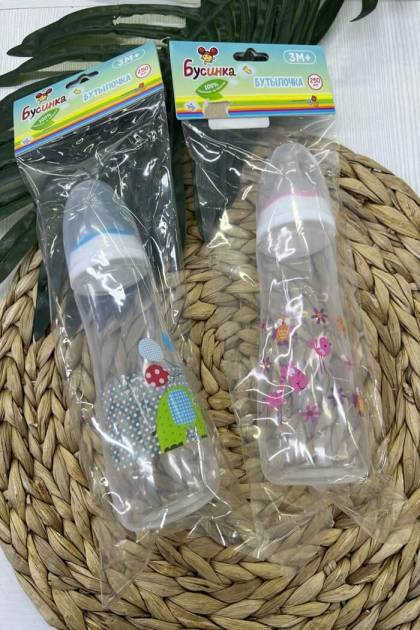 Бутылочка для кормления Бусинка 3мес+ 250мл (Цвет: Розовый)