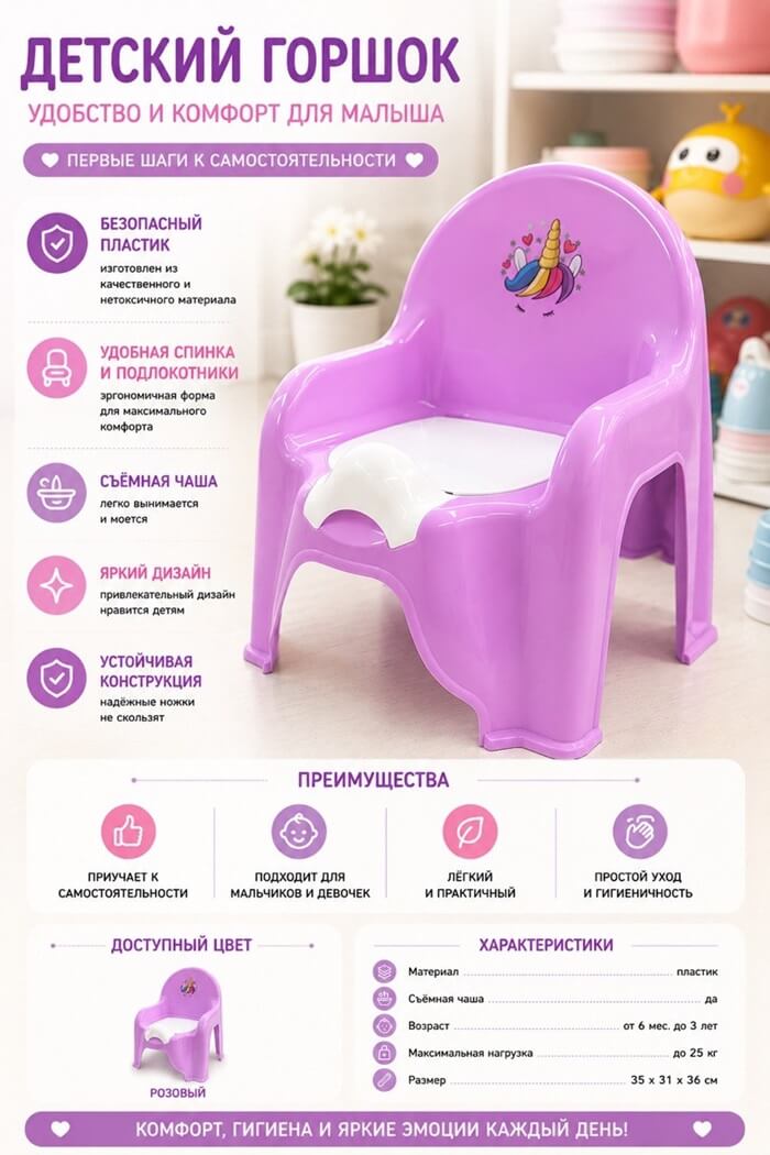 Горшок детский с крышкой Единорожка