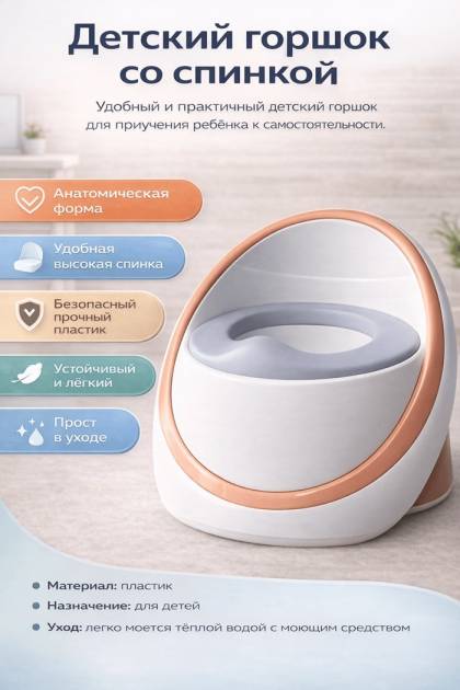 Горшок стульчик круглый с крышкой бежевый