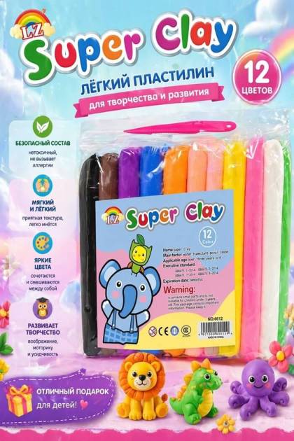 Воздушный пластилин 12 цветов