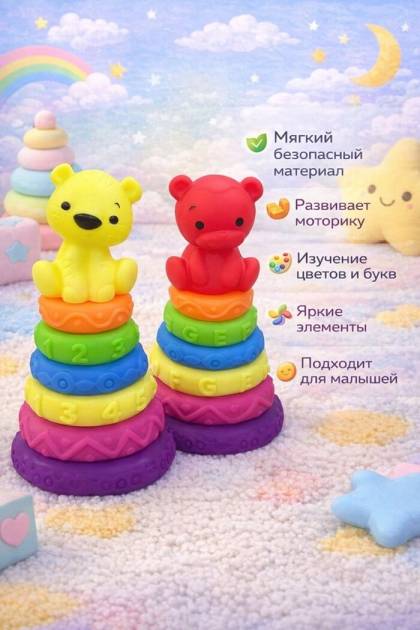 Пирамидка силиконовая 0+ (Цвет: Красный)