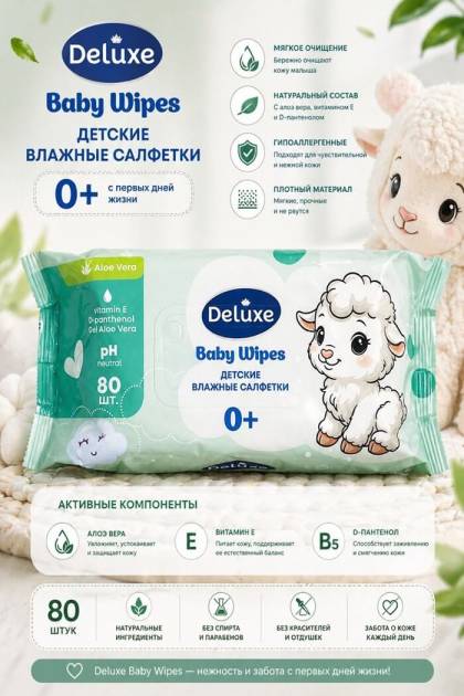 Влажные салфетки детские 0+ 80 шт