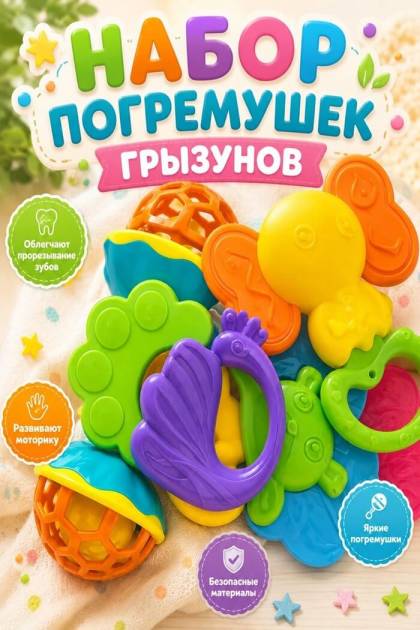 Набор погремушек прорезывателей Животные