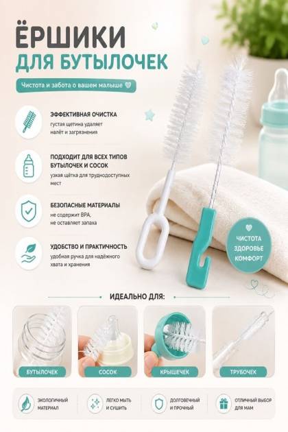 Ёршик для детских бутылочек (Цвет: Бирюзовый)