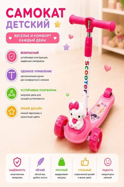 Самокат детский Hello Kitty