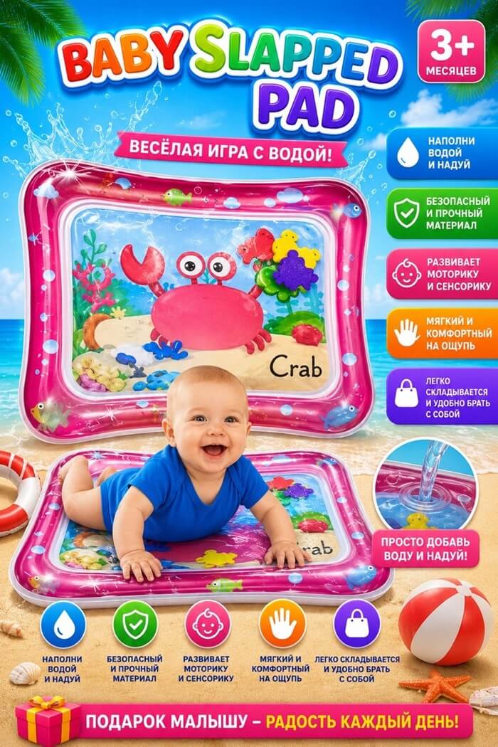 Аква-коврик Розовый 61*50*8см