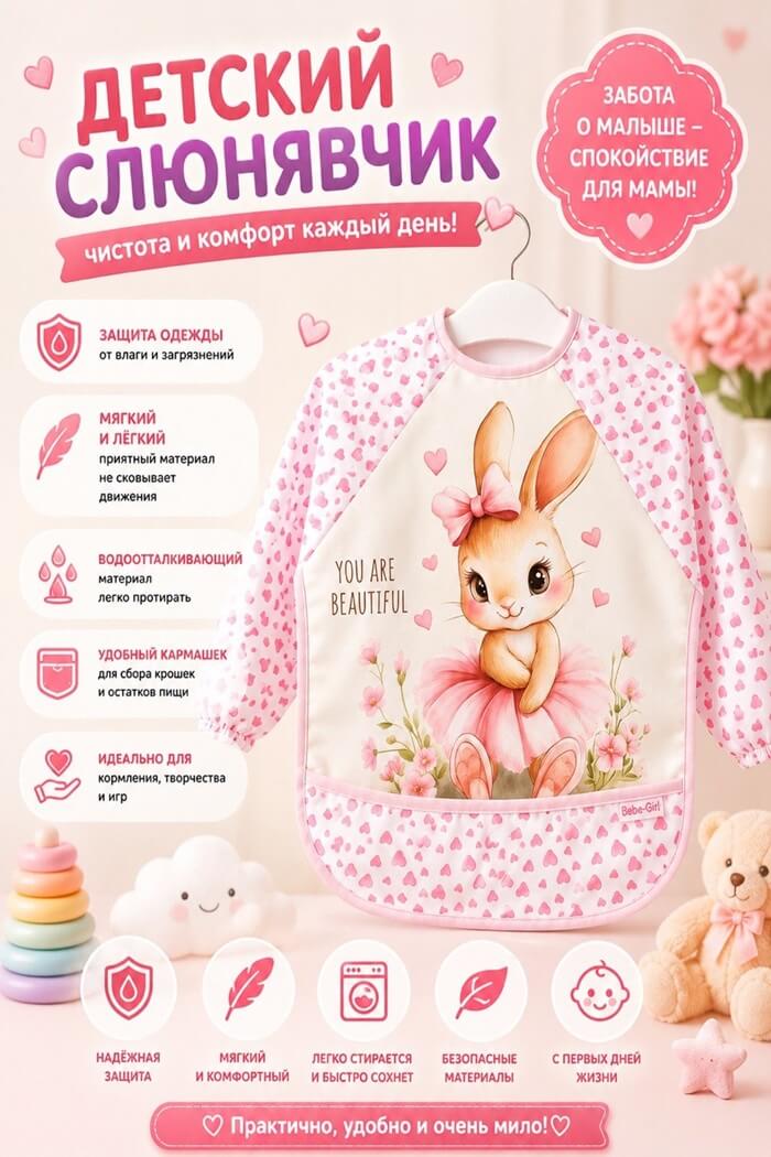 Слюнявчик детский Зайчик