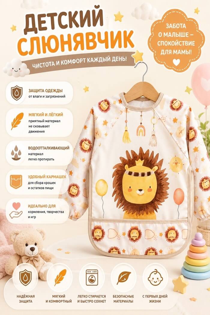 Слюнявчик детский Львенок