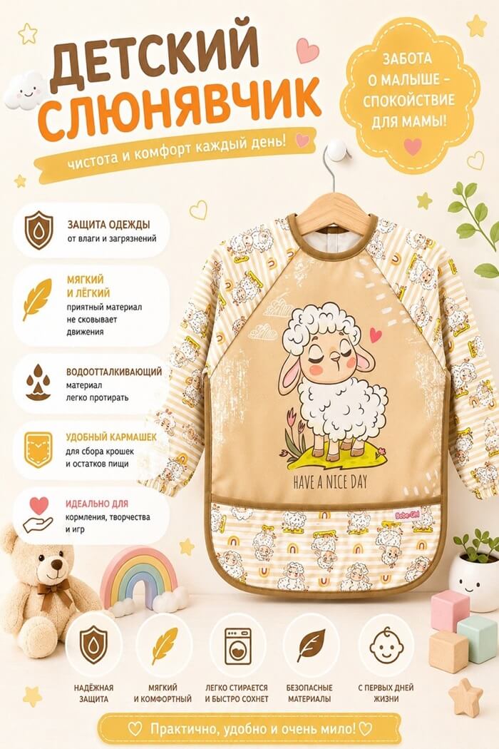 Слюнявчик детский Овечка