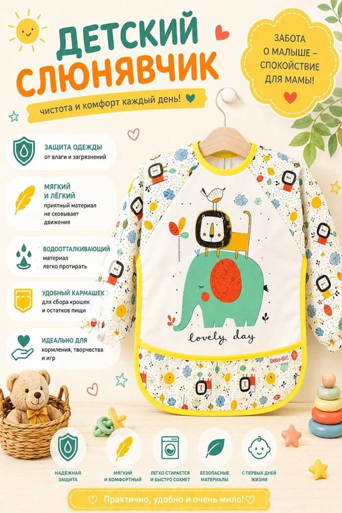Слюнявчик детский Слоник