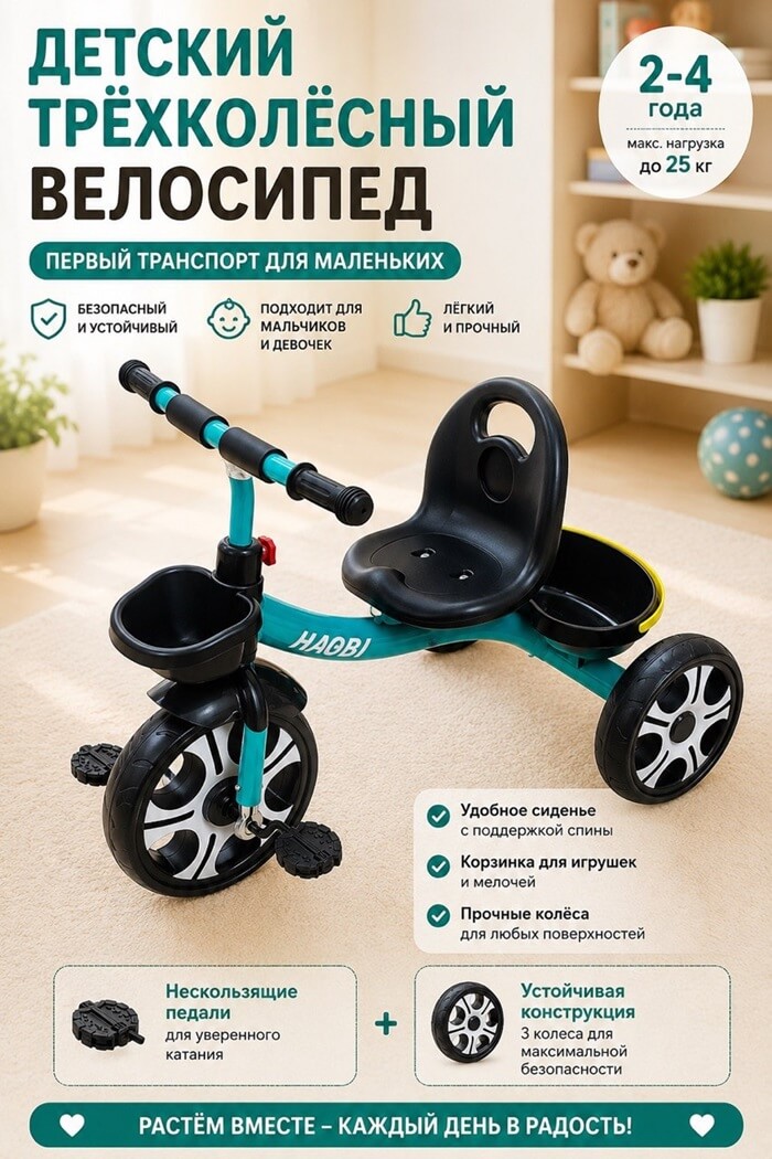 Детский трёхколёсный велосипед