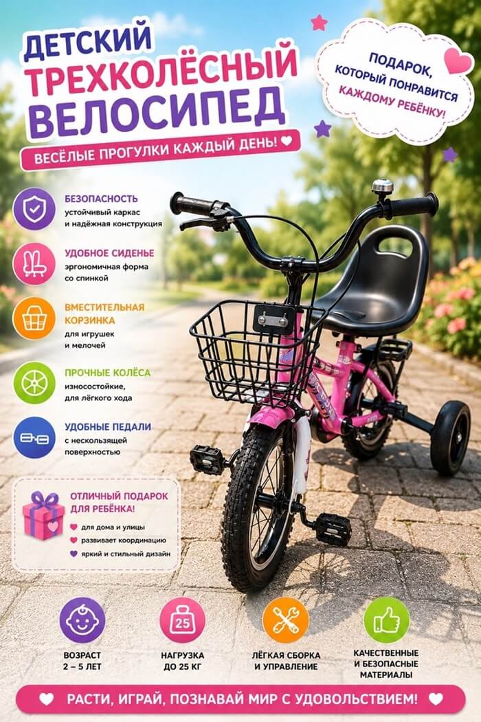 Велосипед Р12 розовый