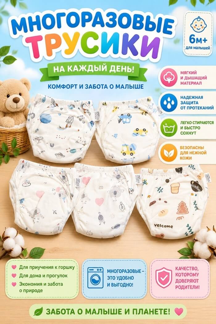 Многоразовые трусики (Рисунок: Слоники)