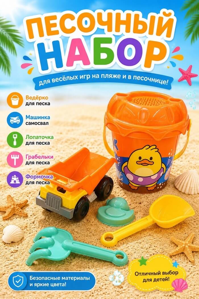 Набор ведёрко с машинкой