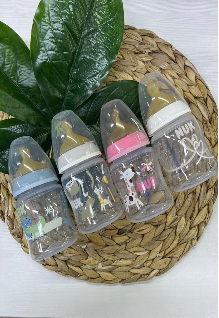 Бутылочка NUK No-Colic соска Латех 0-6мес 150мл (Цвет: Синий, Рисунок: Крокодил)