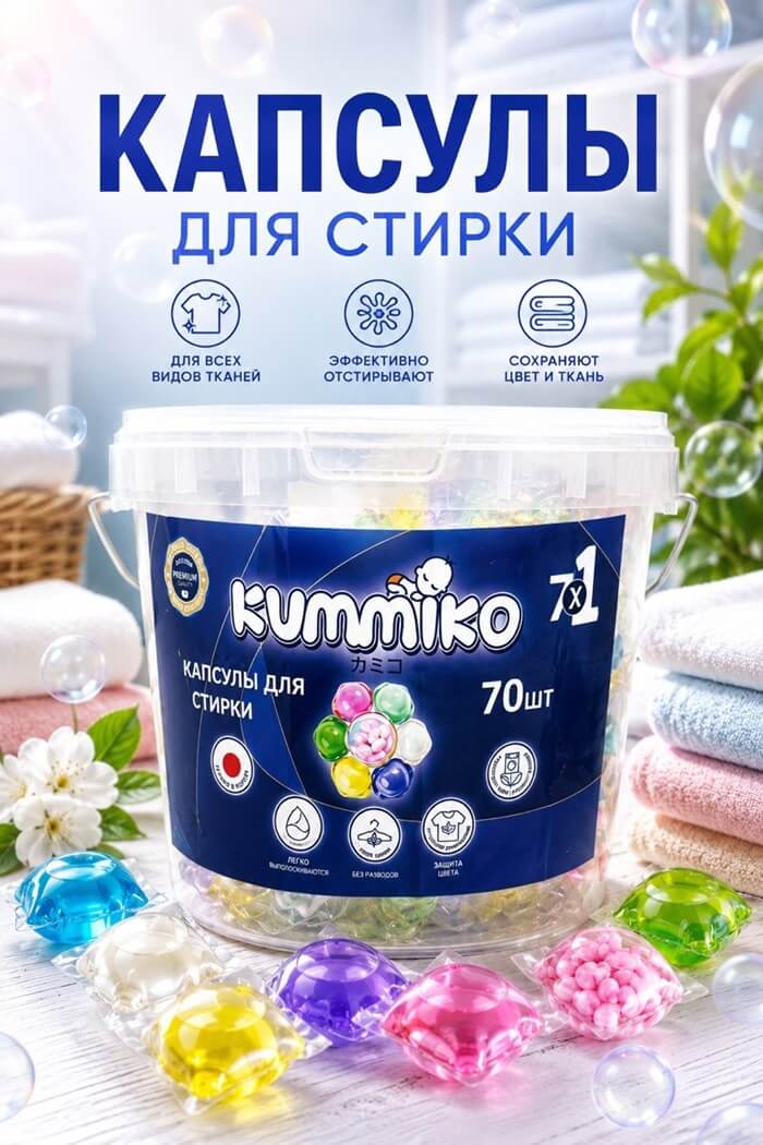 Капсулы для стирки Kummiko 70 шт