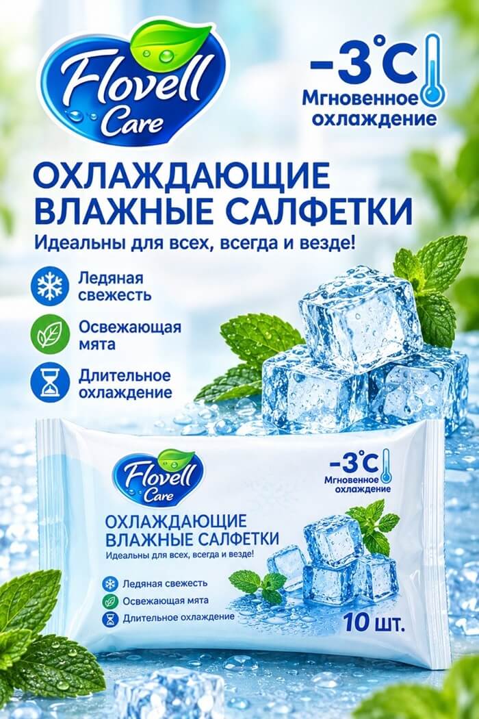 Влажные салфетки охлаждающие 10 шт