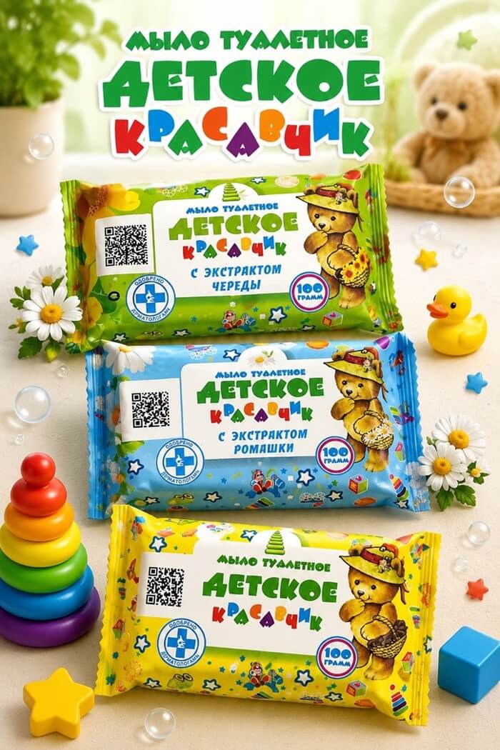 Мыло туалетное детское Красавчик 100 гр (Цвет: Зеленый)